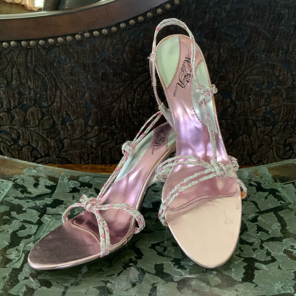 Wild Rose Silver & Pink Crystal Spike High Heels